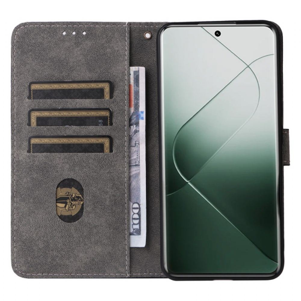 Kožený Kryt Xiaomi 14 Pro S Blokováním Rfid A Šňůrkou