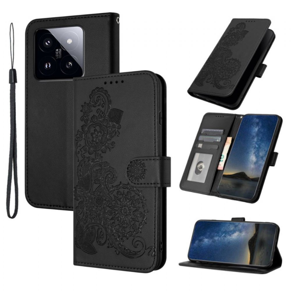 Kožený Kryt Xiaomi 14 Pro Slunečnicový Vzor