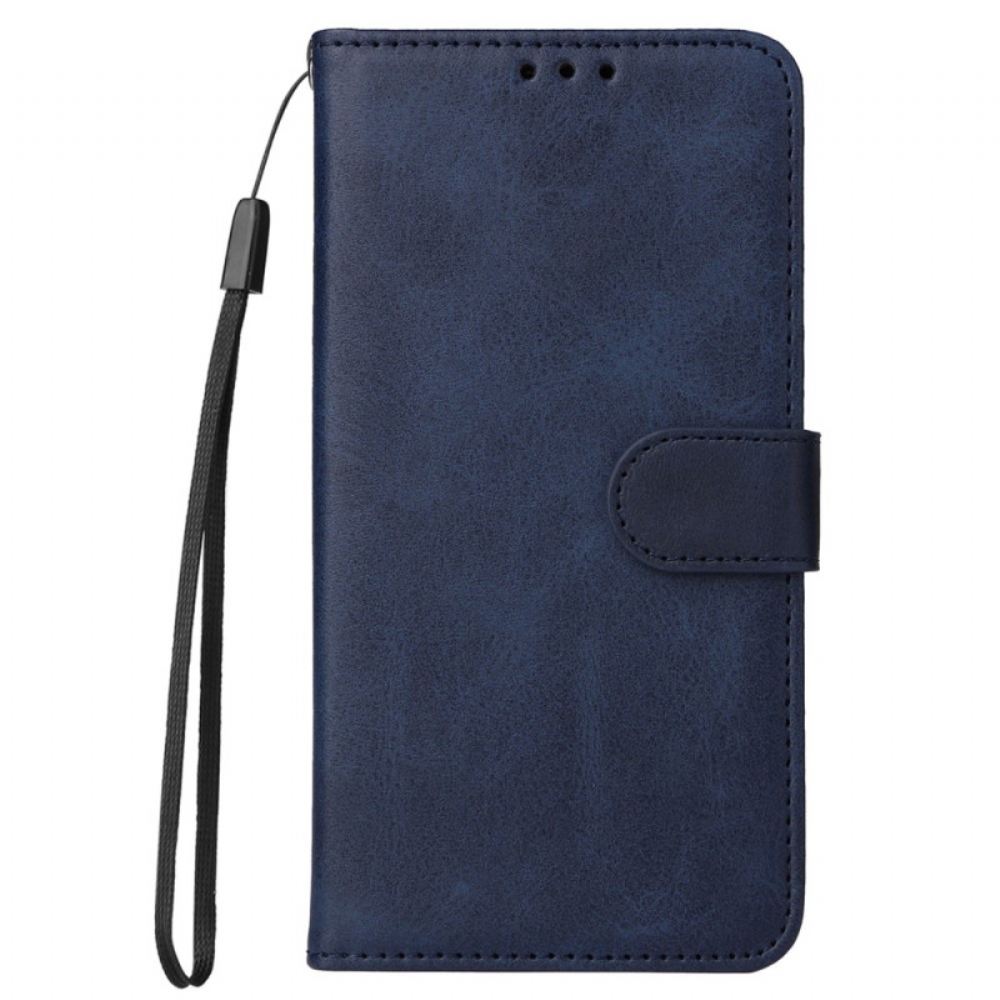 Kožený Kryt Xiaomi 14 Pro Textura Lýtka S Páskem