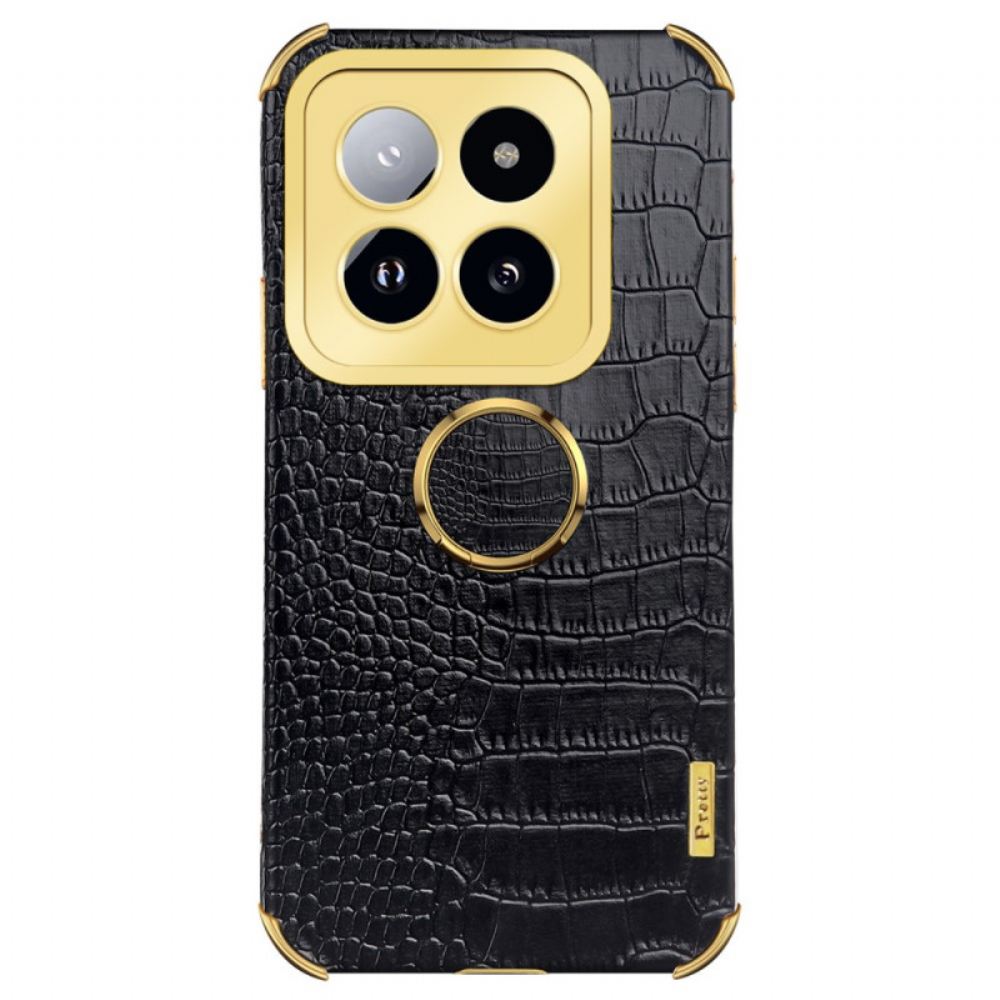 Kryt Na Xiaomi 14 Pro Krokodýlí Efekt S Podpůrným Kroužkem