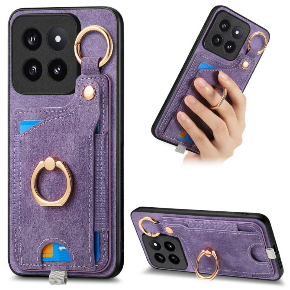 Kryt Xiaomi 14 Pro Kryty Na Mobil Retro Držák Karty A Prsten