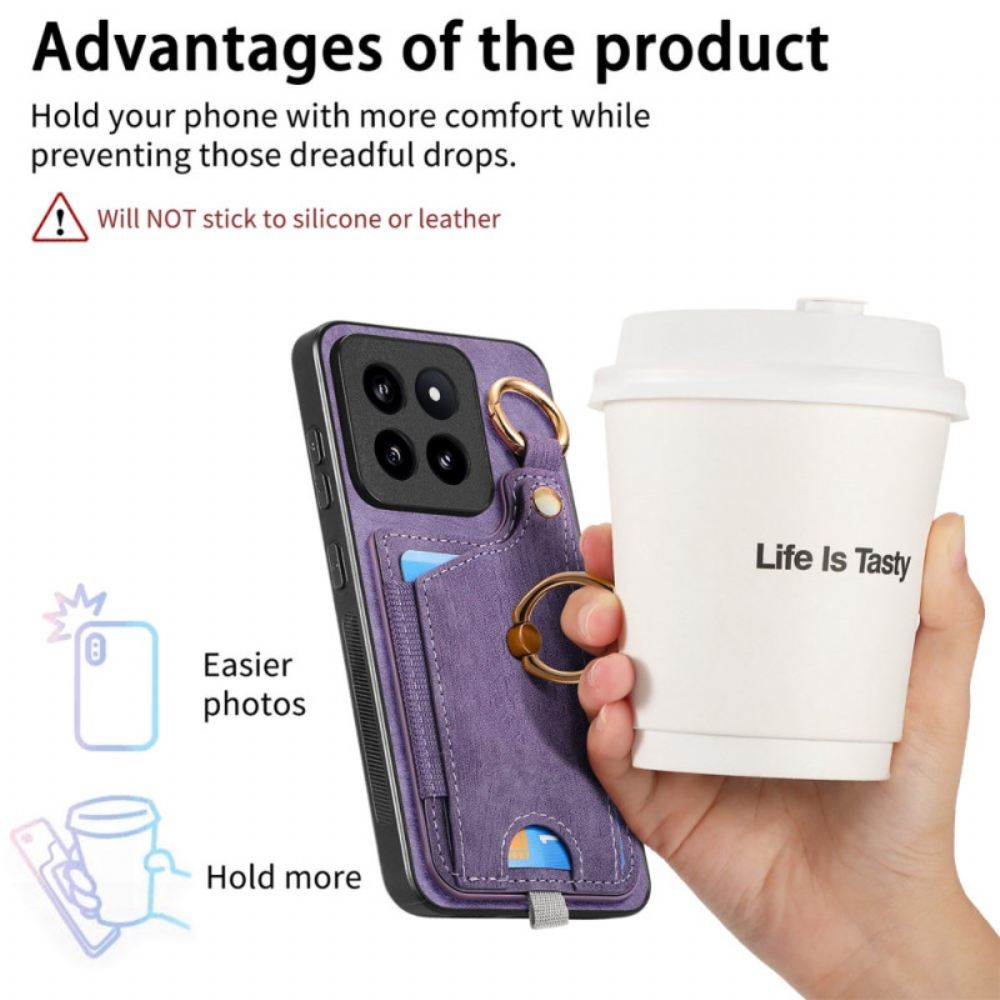 Kryt Xiaomi 14 Pro Kryty Na Mobil Retro Držák Karty A Prsten