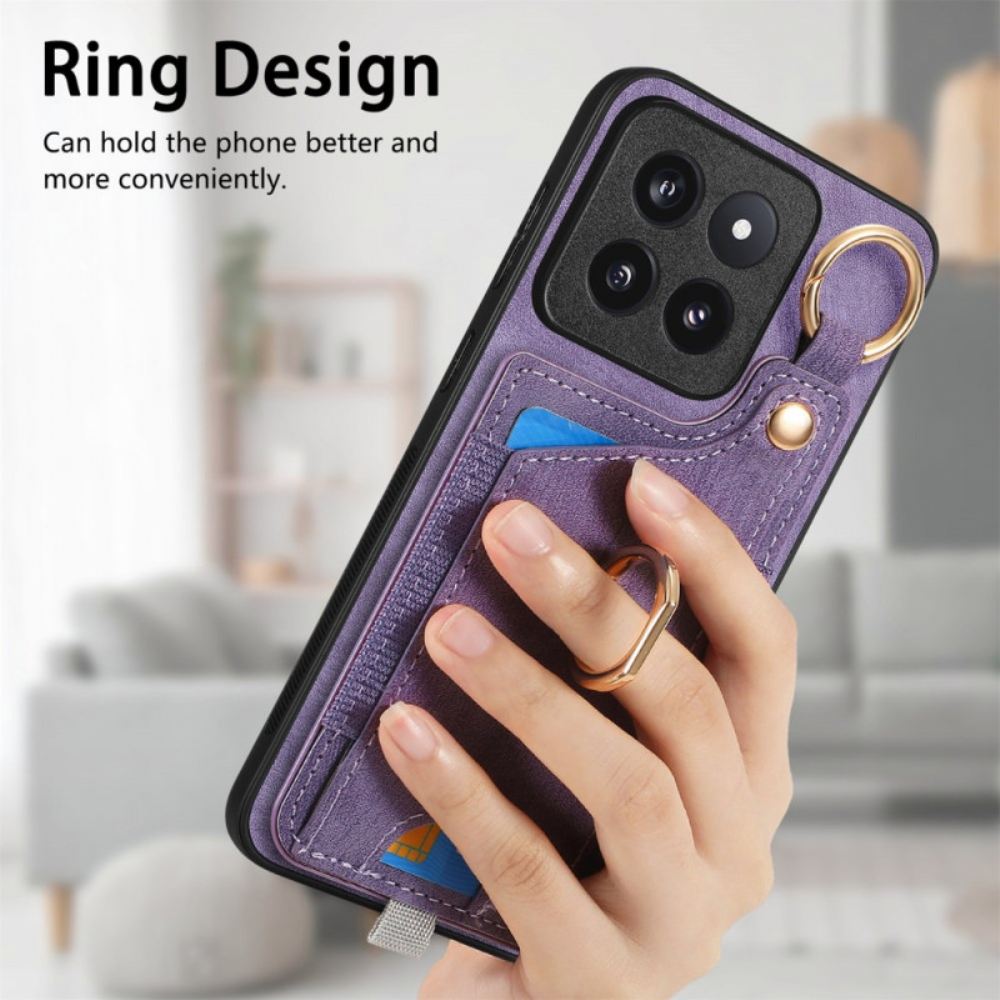Kryt Xiaomi 14 Pro Kryty Na Mobil Retro Držák Karty A Prsten