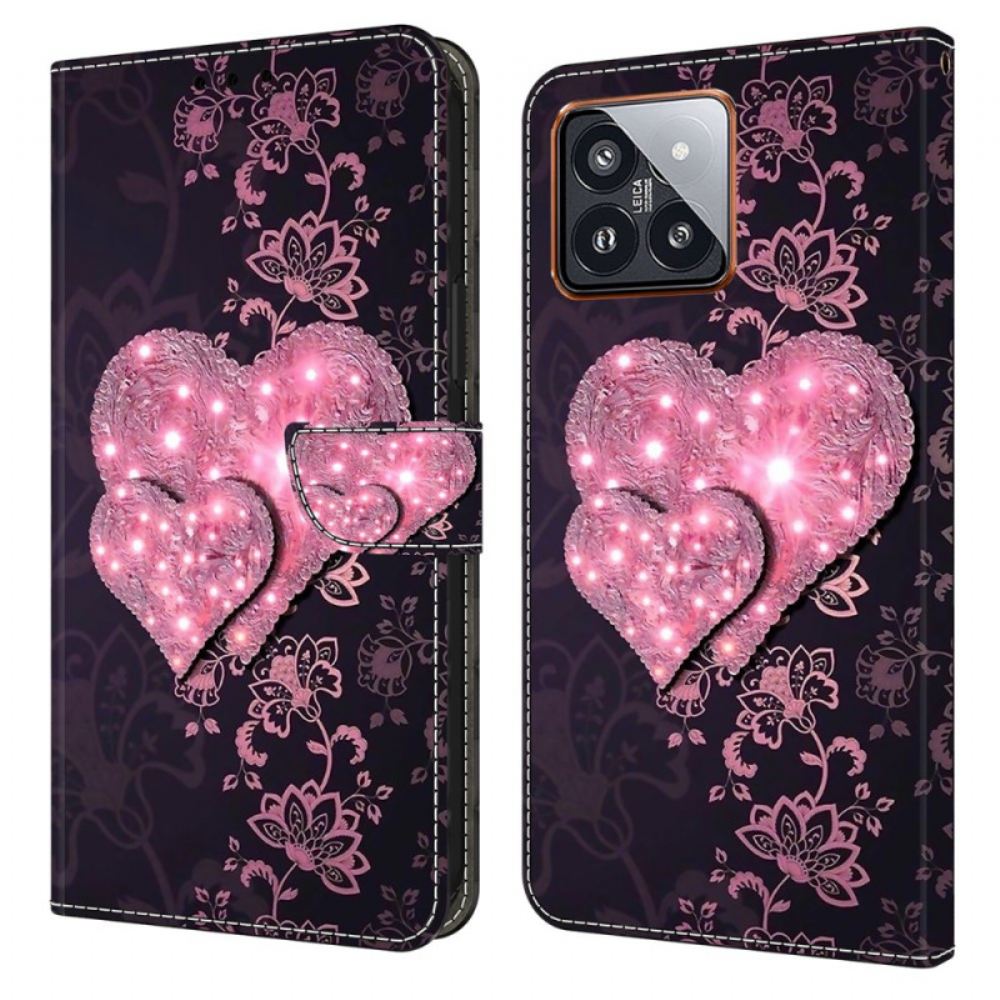 Peněženková Pouzdra Xiaomi 14 Pro Krajkové Srdce