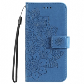 Peněženková Pouzdra Xiaomi 14 Pro Kryty Na Mobil Květinový Vzor S Páskem