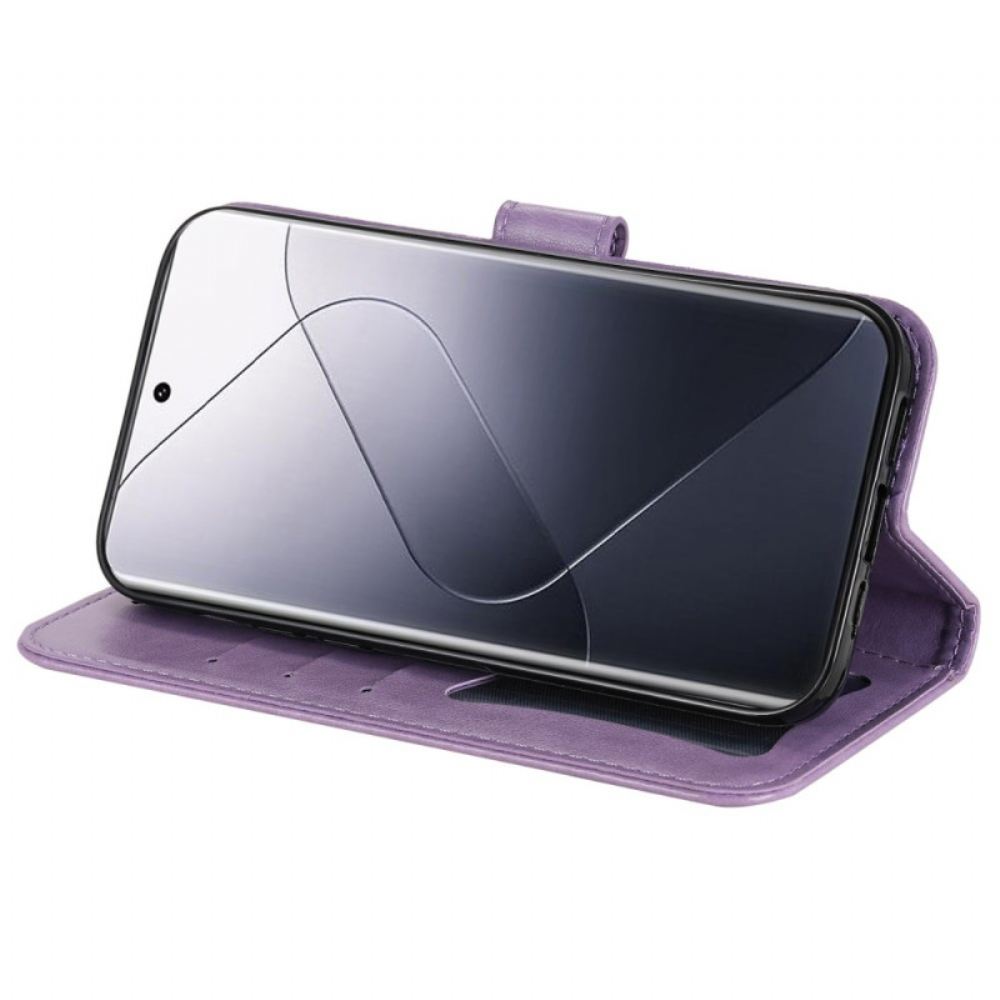 Peněženková Pouzdra Xiaomi 14 Pro Kryty Na Mobil Květinový Vzor S Páskem