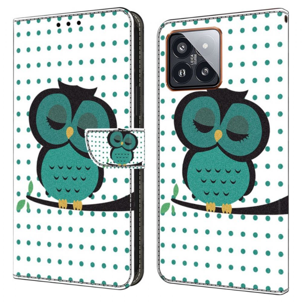 Peněženková Pouzdra Xiaomi 14 Pro Kryty Na Mobil Spící Sova