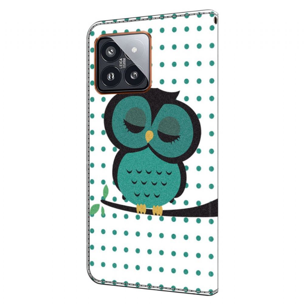 Peněženková Pouzdra Xiaomi 14 Pro Kryty Na Mobil Spící Sova