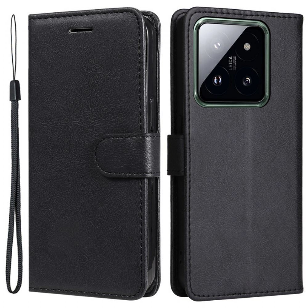 Peněženková Pouzdra Xiaomi 14 Pro Kryty Na Mobil Styl Z Hladké Kůže S Páskem