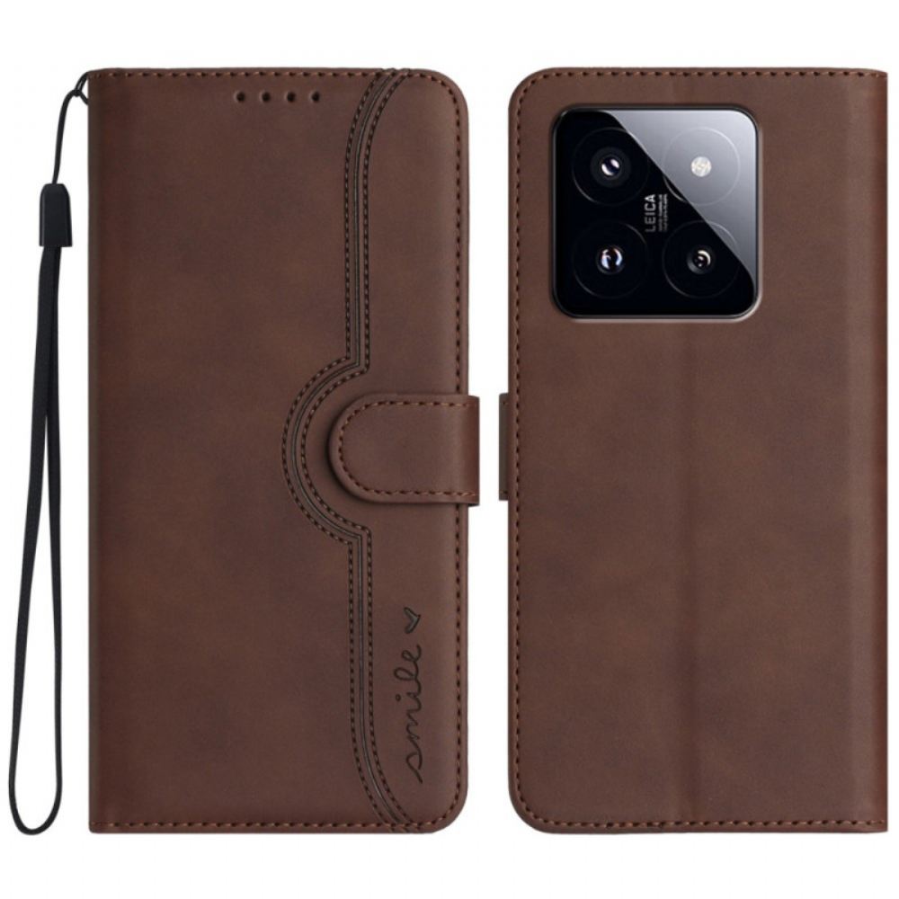 Peněženková Pouzdra Xiaomi 14 Pro Kryty Na Mobil Úsměv Na Šňůrce