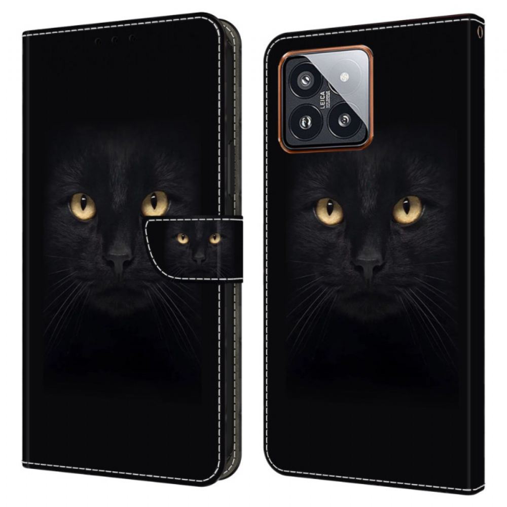 Peněženková Pouzdra Xiaomi 14 Pro Kryty Na Mobil Černá Kočka