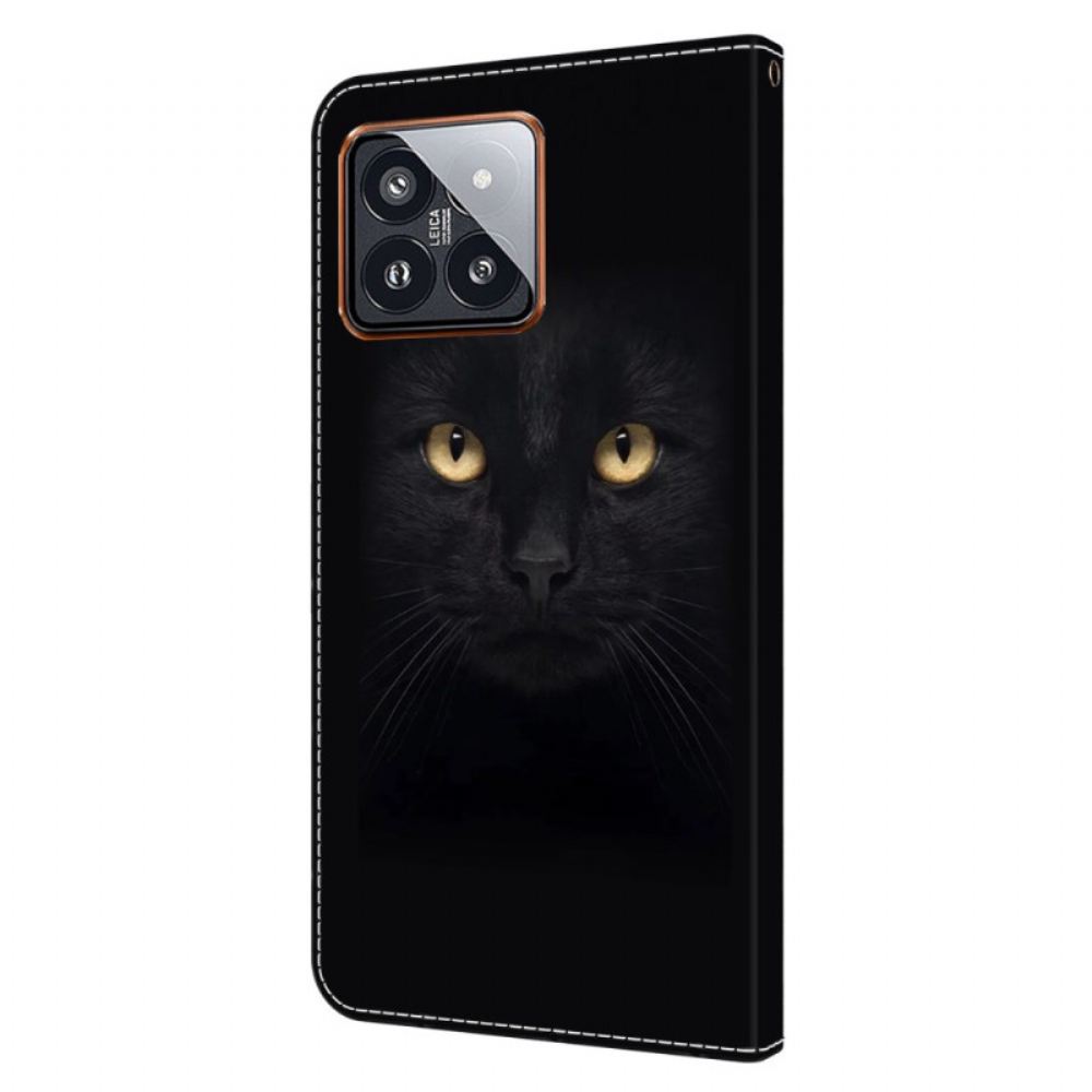 Peněženková Pouzdra Xiaomi 14 Pro Kryty Na Mobil Černá Kočka