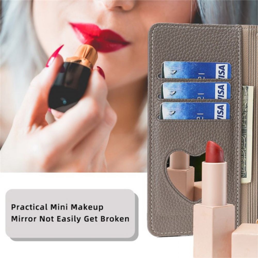 Peněženková Pouzdra Xiaomi 14 Pro Make-up Zrcátko A Ramenní Řetízek
