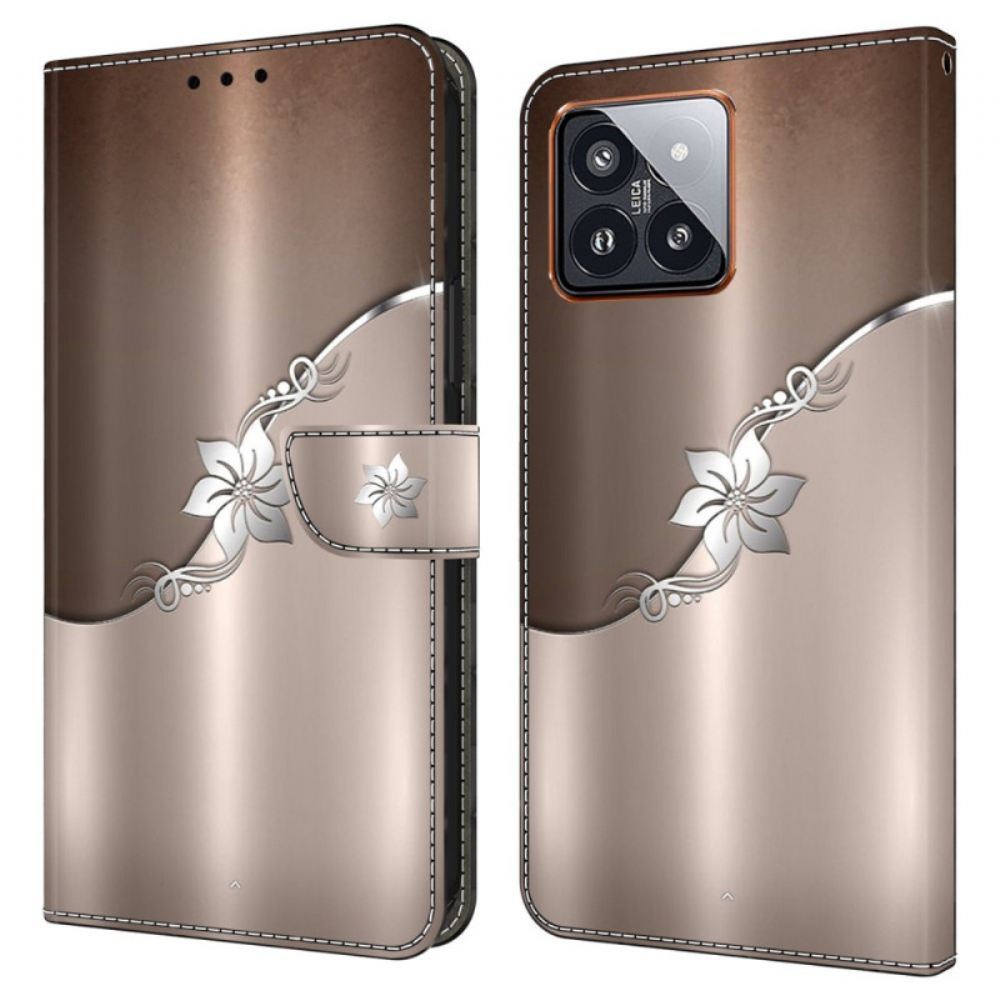 Peněženková Pouzdra Xiaomi 14 Pro Stříbrný Květ