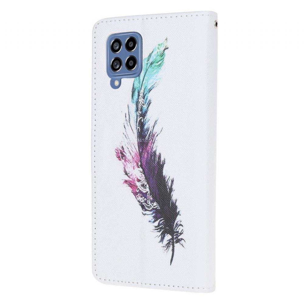 Flipové Pouzdro Na Samsung Galaxy M53 5G Na Lana Peříčko S Popruhem