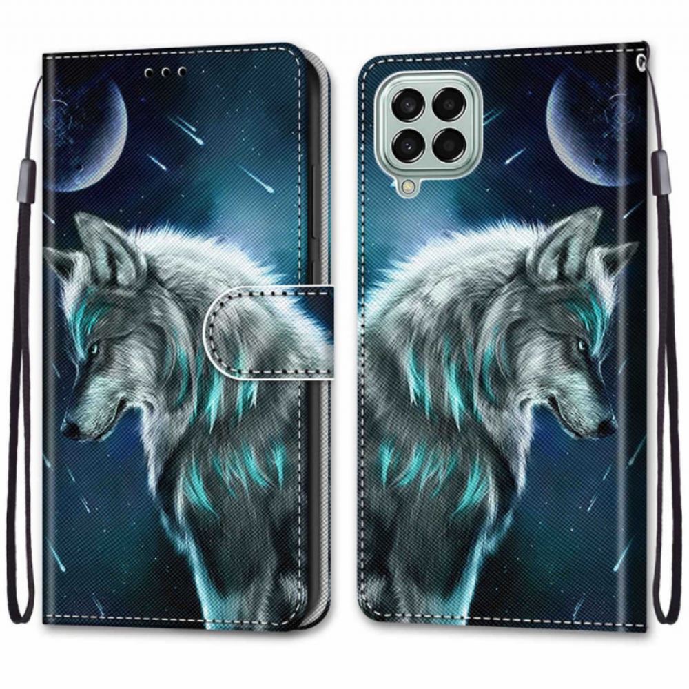 Flipové Pouzdro Na Samsung Galaxy M53 5G Na Lana Připoutaný Vlk