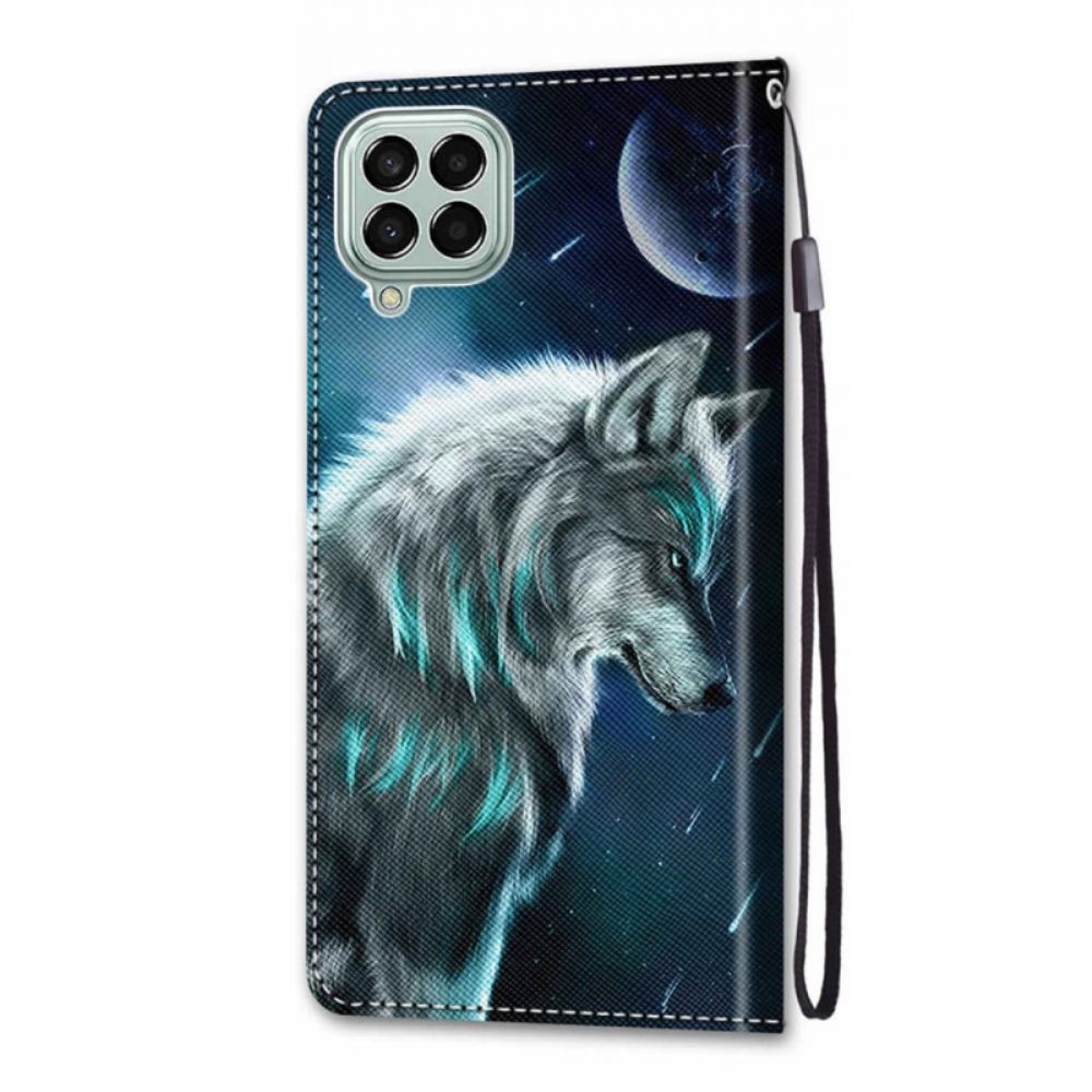 Flipové Pouzdro Na Samsung Galaxy M53 5G Na Lana Připoutaný Vlk