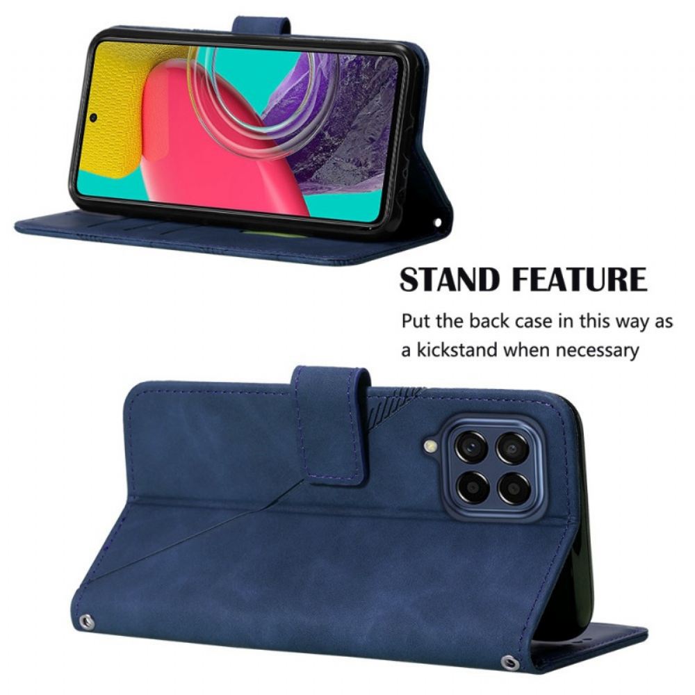 Flipové Pouzdro Na Samsung Galaxy M53 5G Na Lana Strappy Trojúhelníky