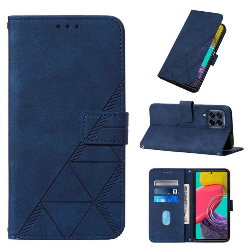 Flipové Pouzdro Na Samsung Galaxy M53 5G Na Lana Strappy Trojúhelníky