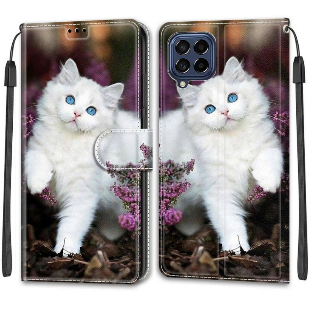 Flipové Pouzdro Na Samsung Galaxy M53 5G Na Lana Tanga Cat Fan