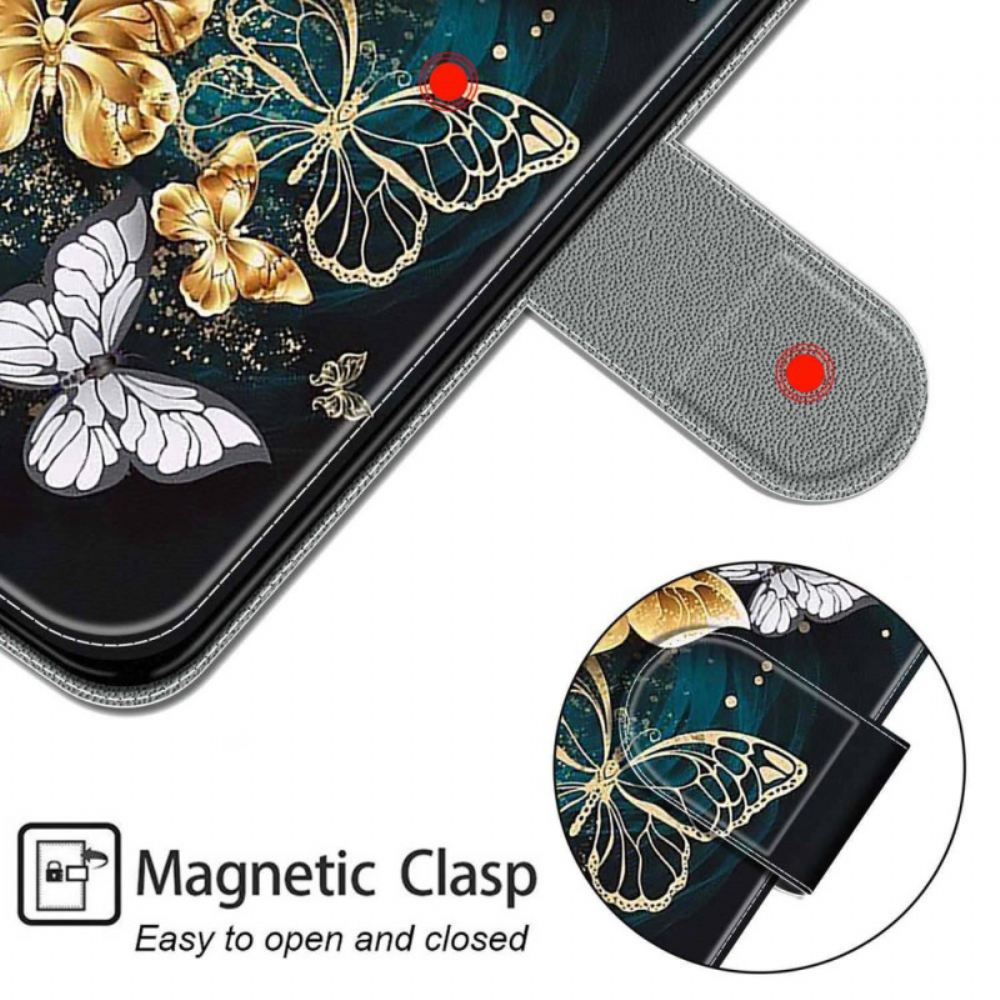 Flipové Pouzdro Na Samsung Galaxy M53 5G Na Lana Vějíř Motýlků