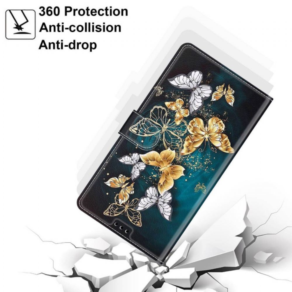 Flipové Pouzdro Na Samsung Galaxy M53 5G Na Lana Vějíř Motýlků