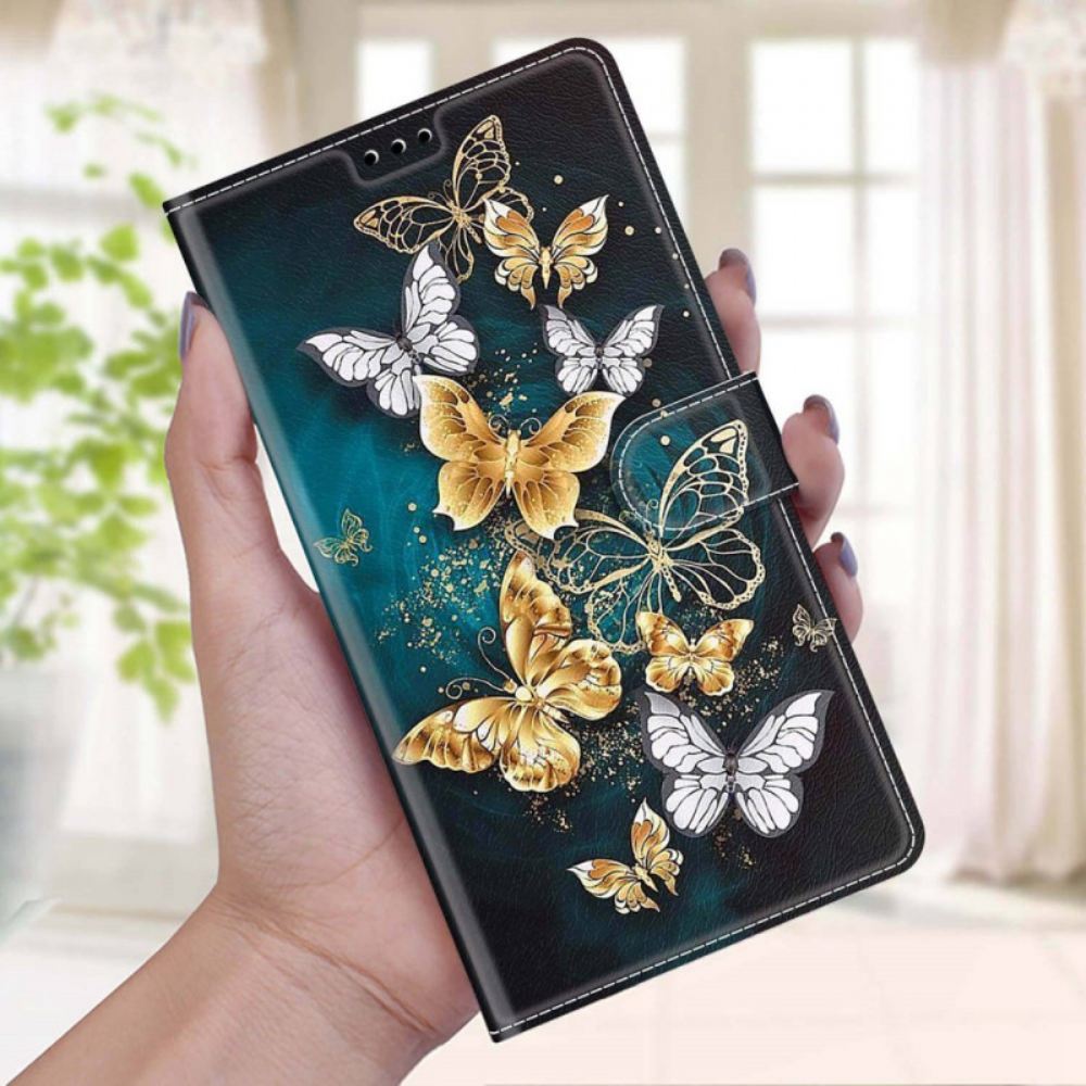 Flipové Pouzdro Na Samsung Galaxy M53 5G Na Lana Vějíř Motýlků