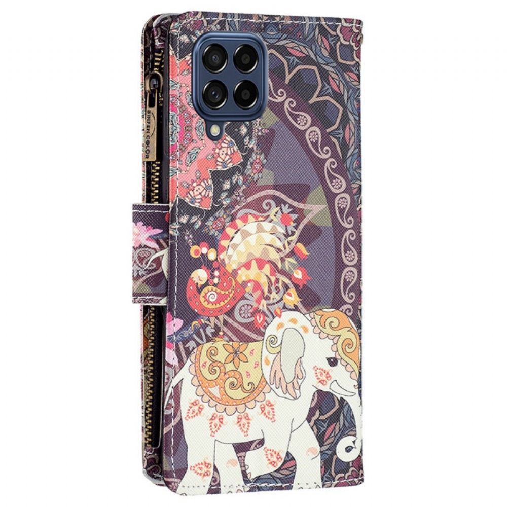 Flipové Pouzdro Na Samsung Galaxy M53 5G Peněženkové Pouzdro Peněženka Pro Slony