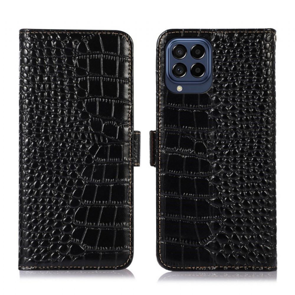 Flipové Pouzdro Na Samsung Galaxy M53 5G Rfid Ve Stylu Krokodýla