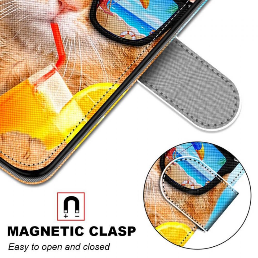 Kožené Pouzdro Na Samsung Galaxy M53 5G Na Lana Kočičí Hvězda S Popruhem
