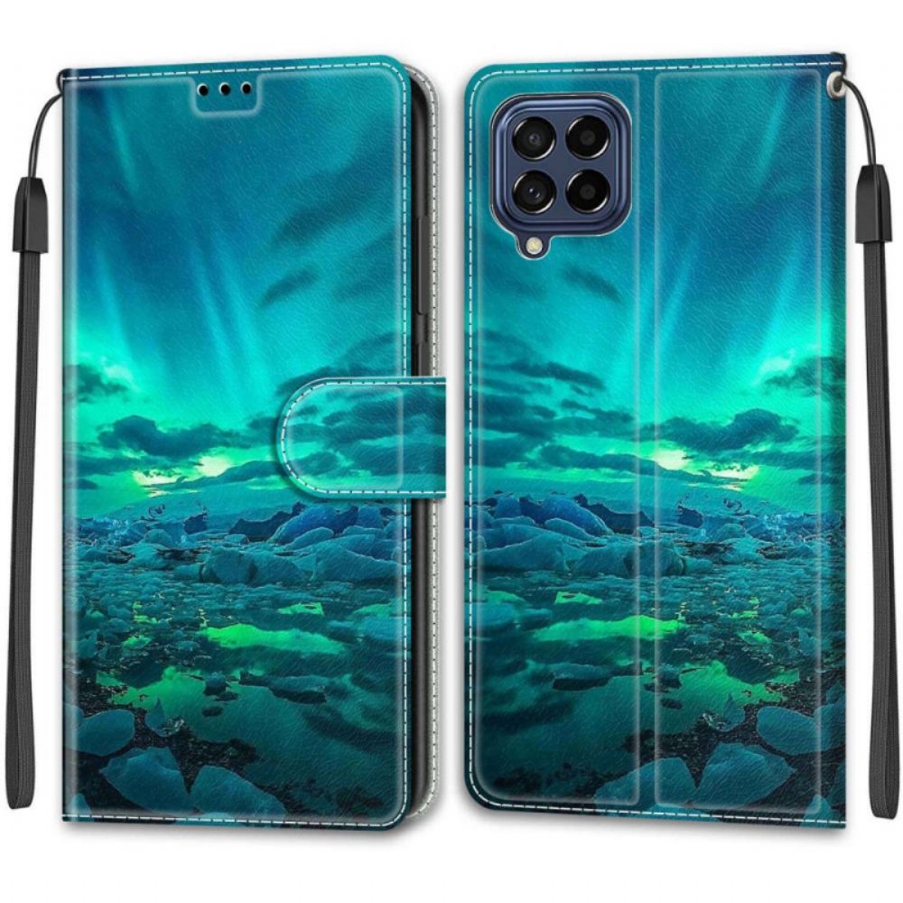 Kožené Pouzdro Na Samsung Galaxy M53 5G Na Lana Krajina S Lankem
