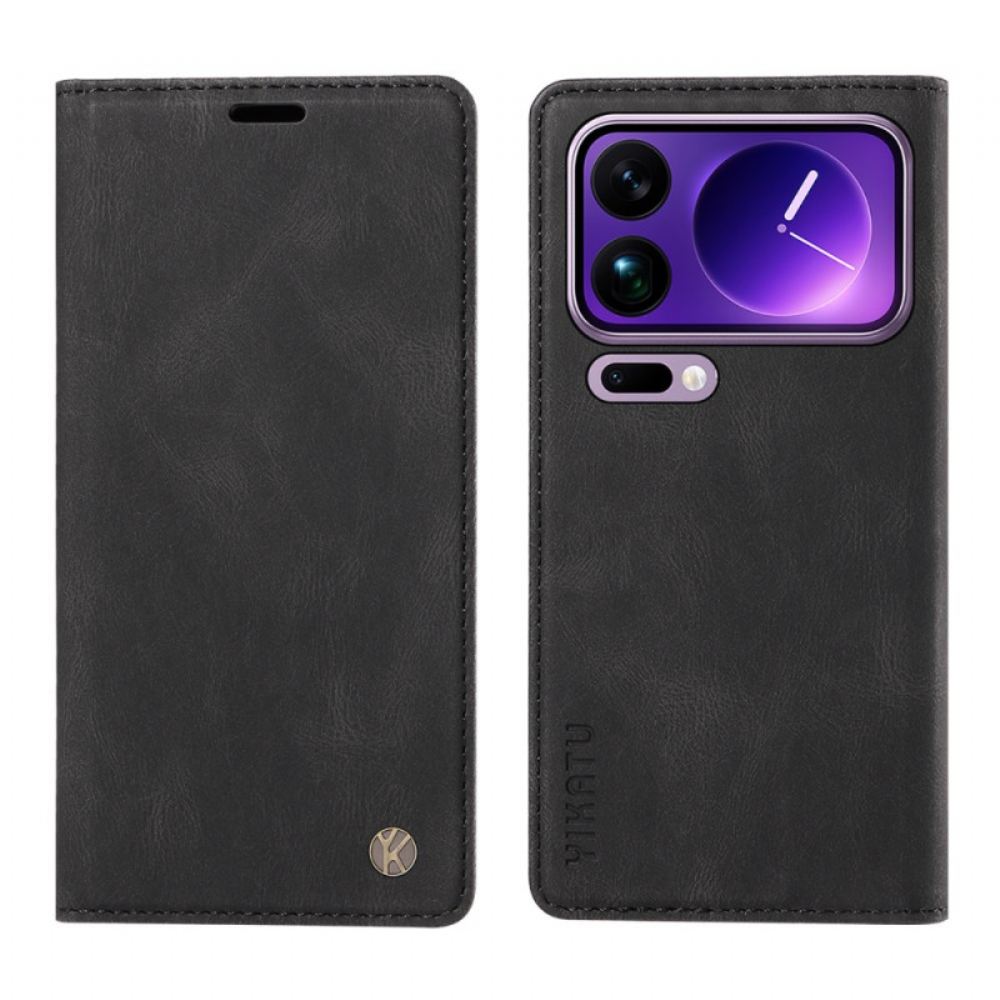 Kožené Pouzdro Folio Xiaomi 17 Pro Max Semišový Efekt Yikatu