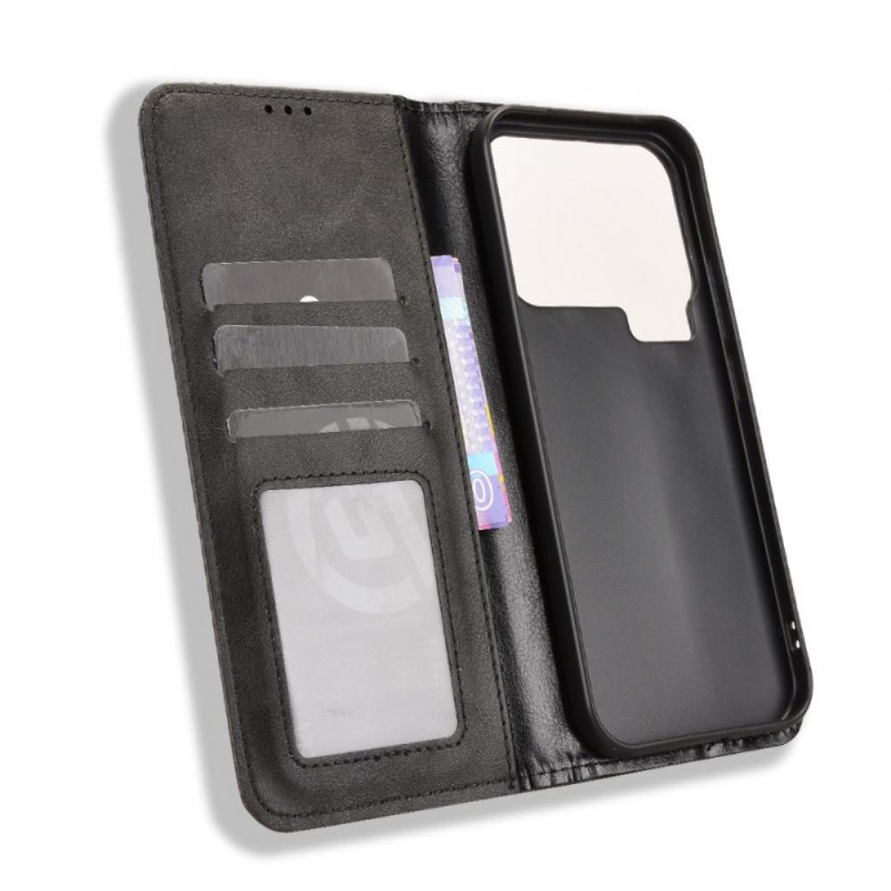 Kožené Pouzdro Folio Xiaomi 17 Pro Max Vintage Okraj