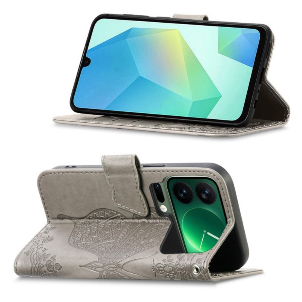 Kožený Kryt Na Xiaomi 17 Pro Max Motýl A Kamínky