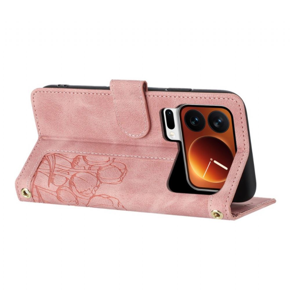 Kožený Kryt Xiaomi 17 Pro Max 5 Slotů Na Karty A Šňůrka Na Krk