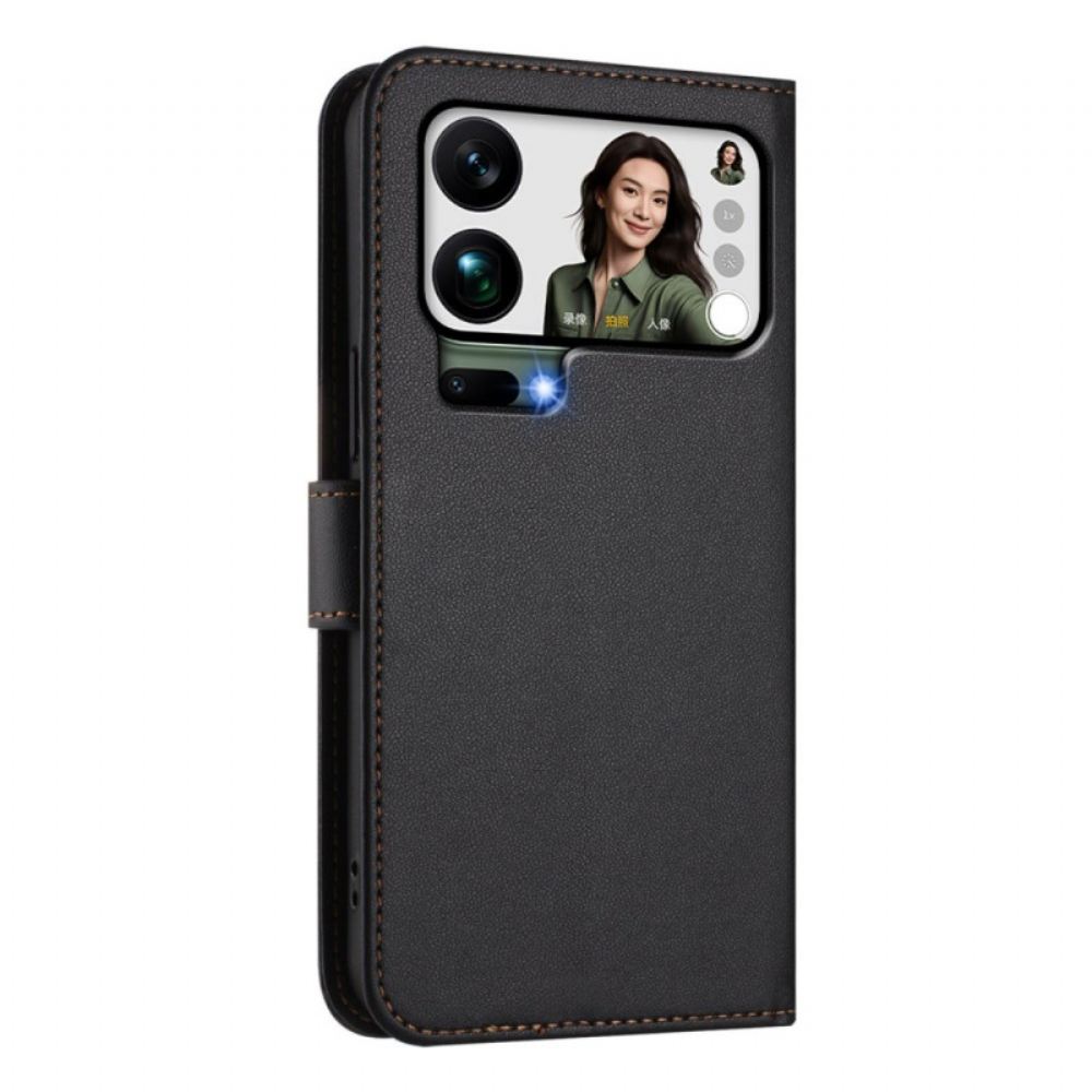 Kožený Kryt Xiaomi 17 Pro Max Efekt Obyčejné Kůže