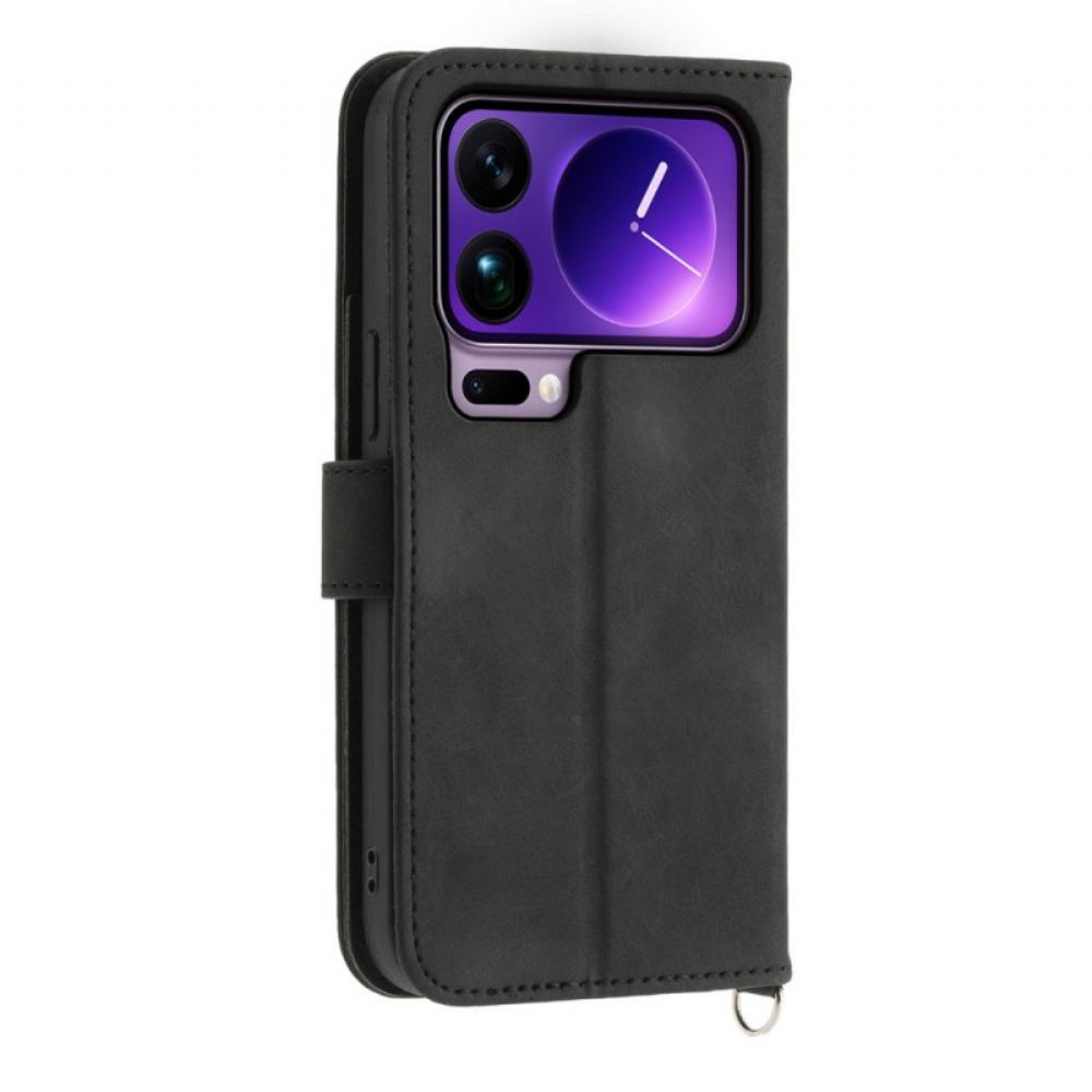 Kožený Kryt Xiaomi 17 Pro Max Krajka S Páskem A Ramenním Popruhem