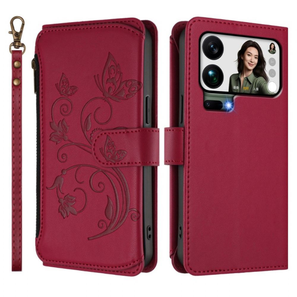 Kožený Kryt Xiaomi 17 Pro Max Květinová Peněženka