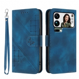 Kožený Kryt Xiaomi 17 Pro Max Motýlí A Geometrický Design