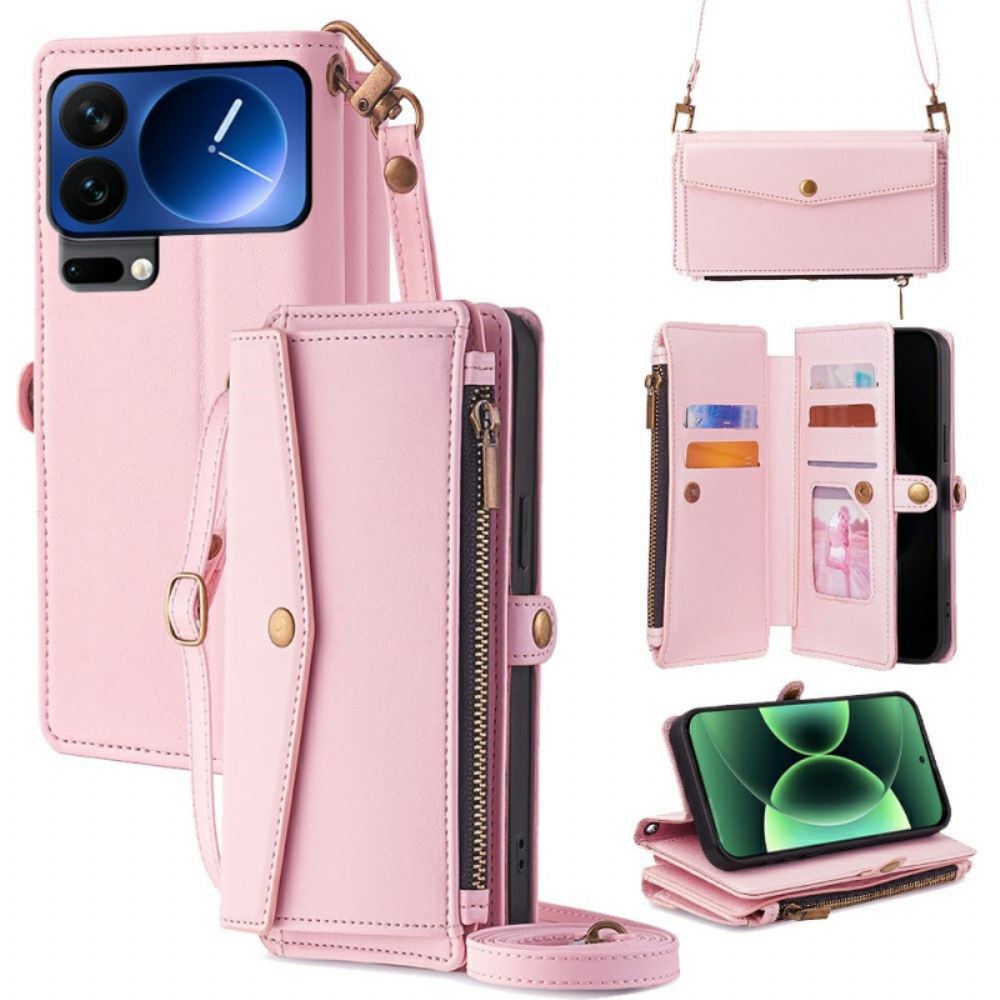 Kožený Kryt Xiaomi 17 Pro Max Peněženka A Ramenní Popruh