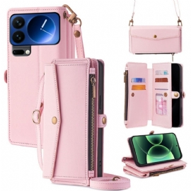 Kožený Kryt Xiaomi 17 Pro Max Peněženka A Ramenní Popruh