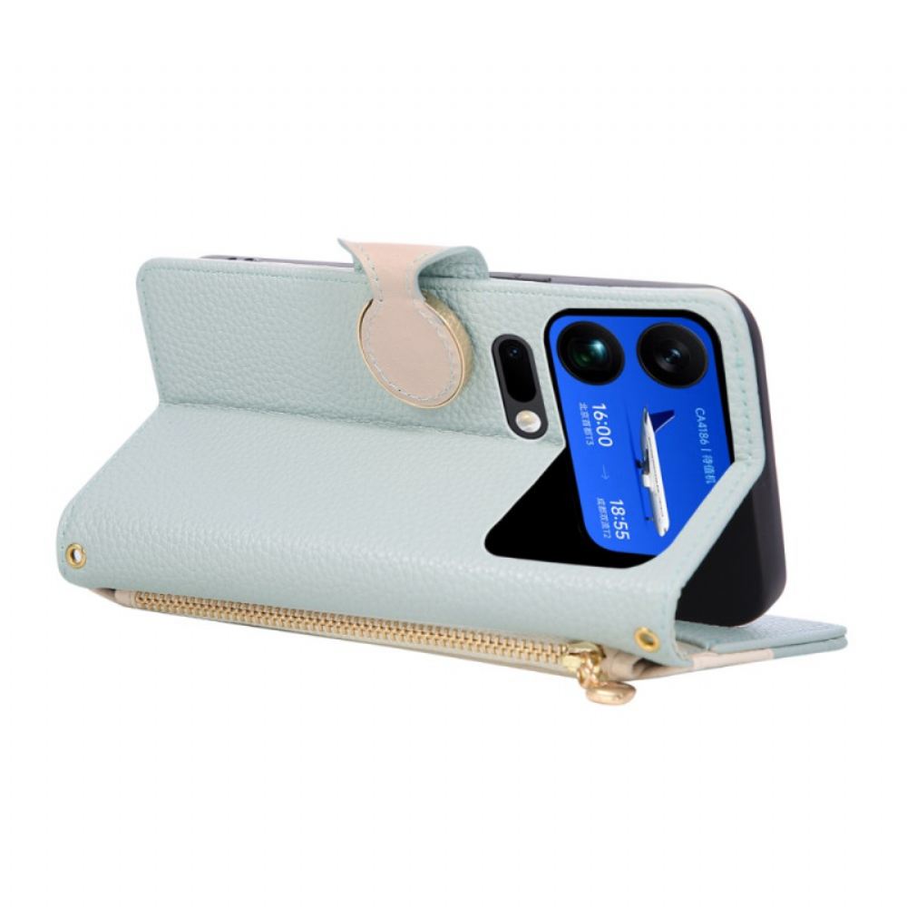 Kožený Kryt Xiaomi 17 Pro Max Překlápěcí Peněženka Se Zipem