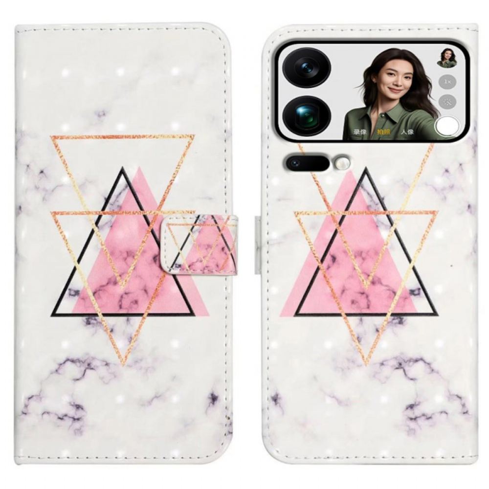 Kožený Kryt Xiaomi 17 Pro Max Trojúhelníkový Mramor