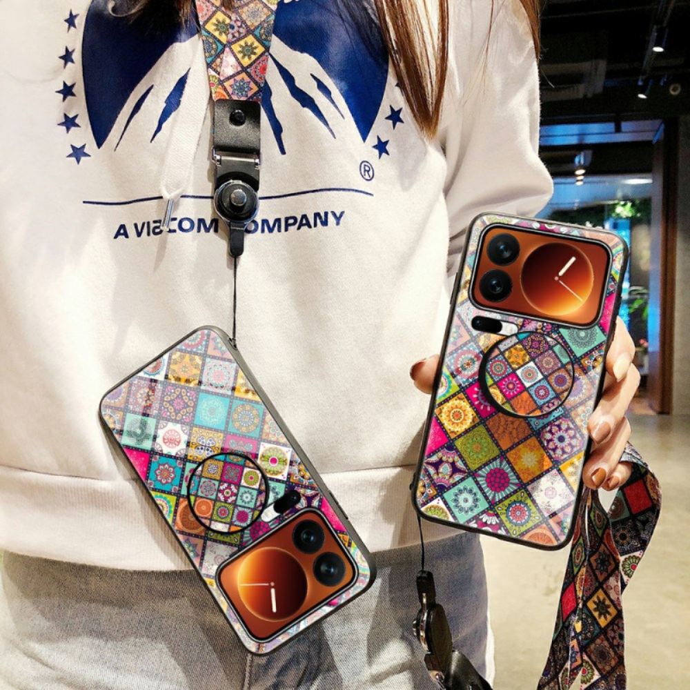 Kryt Na Xiaomi 17 Pro Max Patchworkový Stojan A Popruh