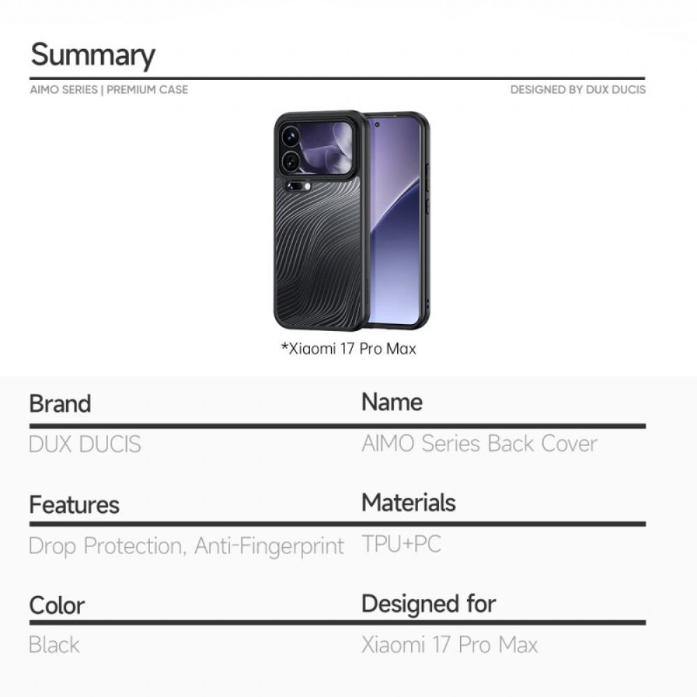 Kryt Na Xiaomi 17 Pro Max Řada Aimo Dux Ducis