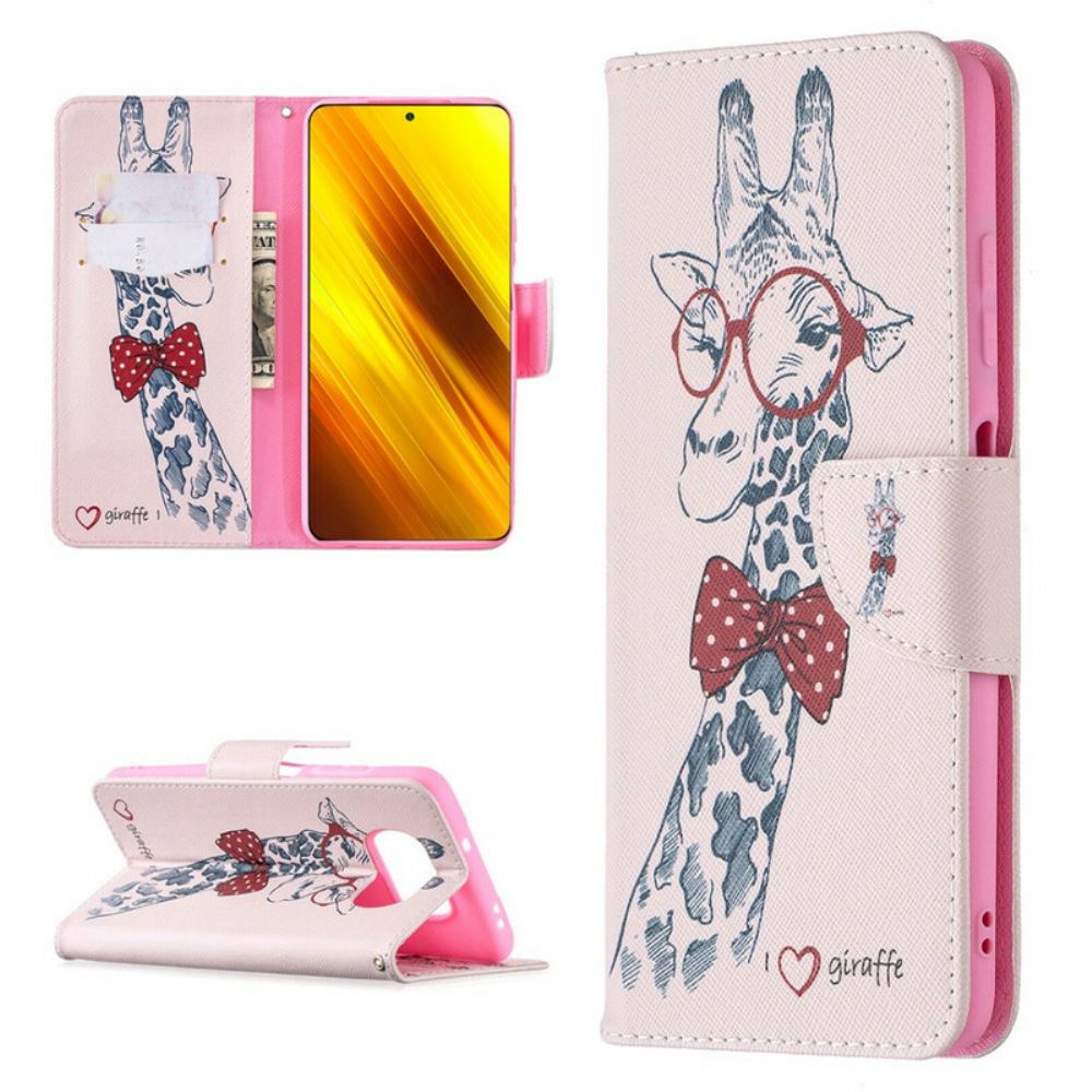 Flipové Pouzdro Na Poco X3 / X3 Pro / X3 NFC Chytrá Žirafa