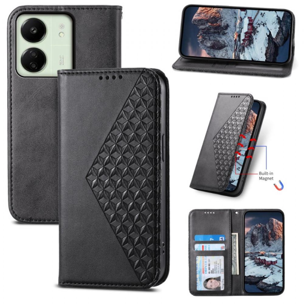 Kožené Pouzdro Folio Poco C65 Diamant S Řemínkem