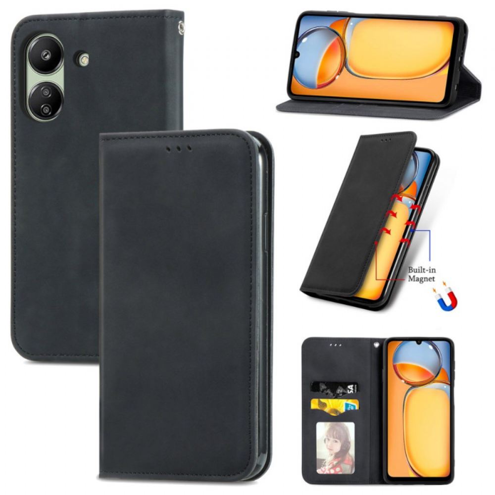 Kožené Pouzdro Folio Poco C65 Klasický Kožený Styl