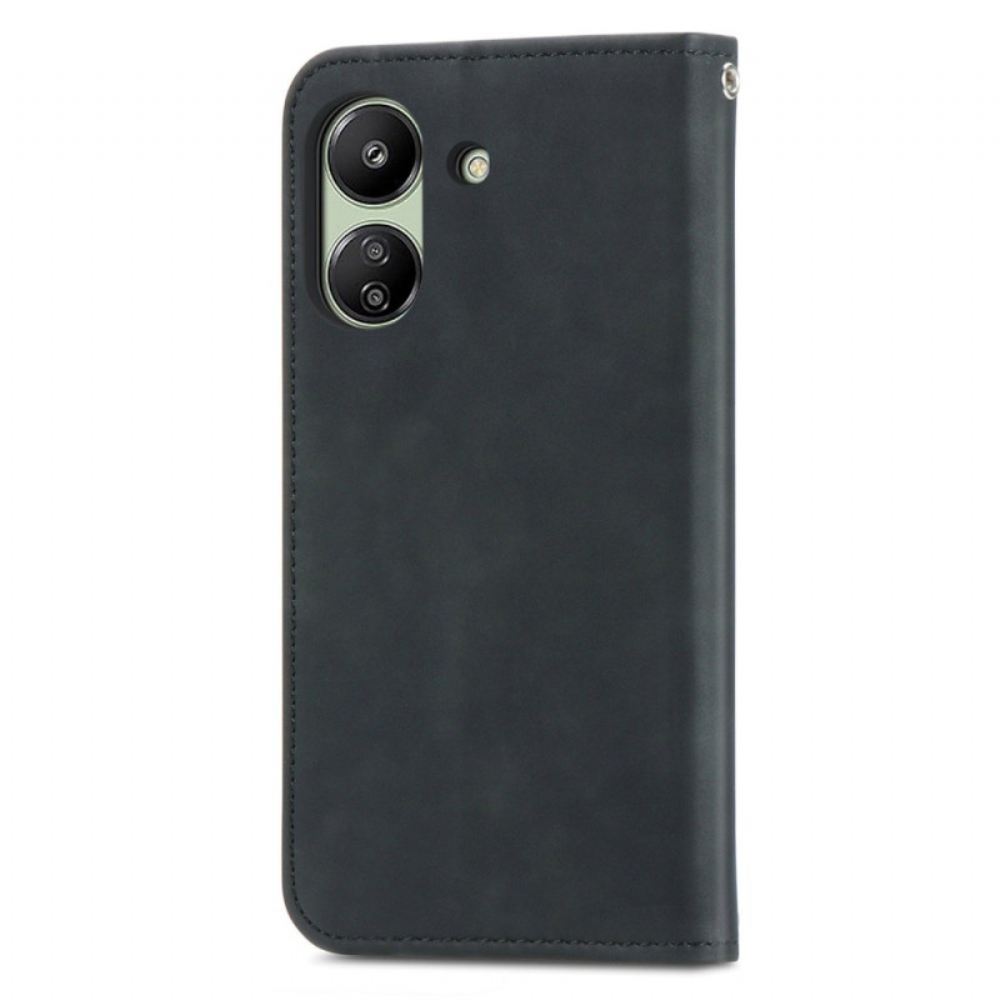 Kožené Pouzdro Folio Poco C65 Klasický Kožený Styl