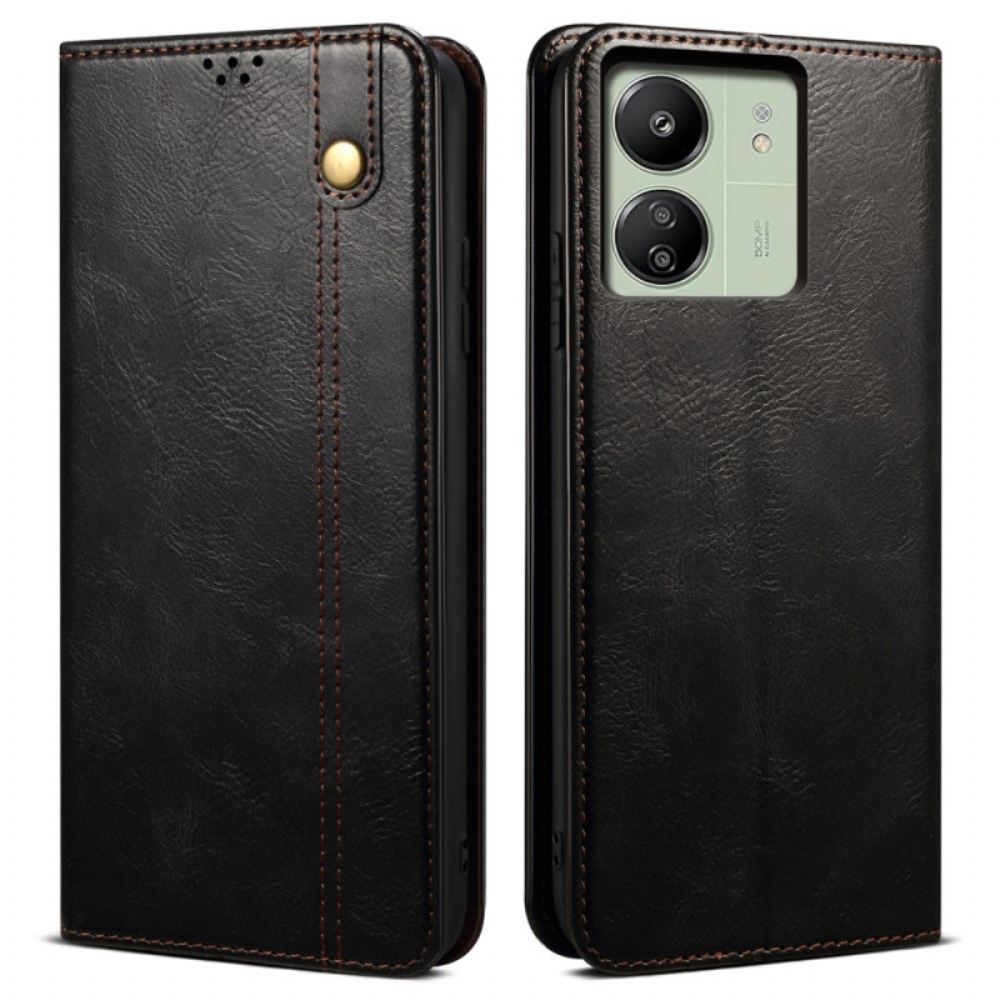 Kožené Pouzdro Folio Poco C65 Voskovaná Imitace Kůže